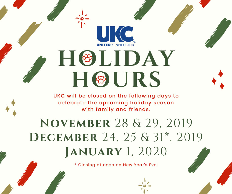 UKC Holiday Hours 2019