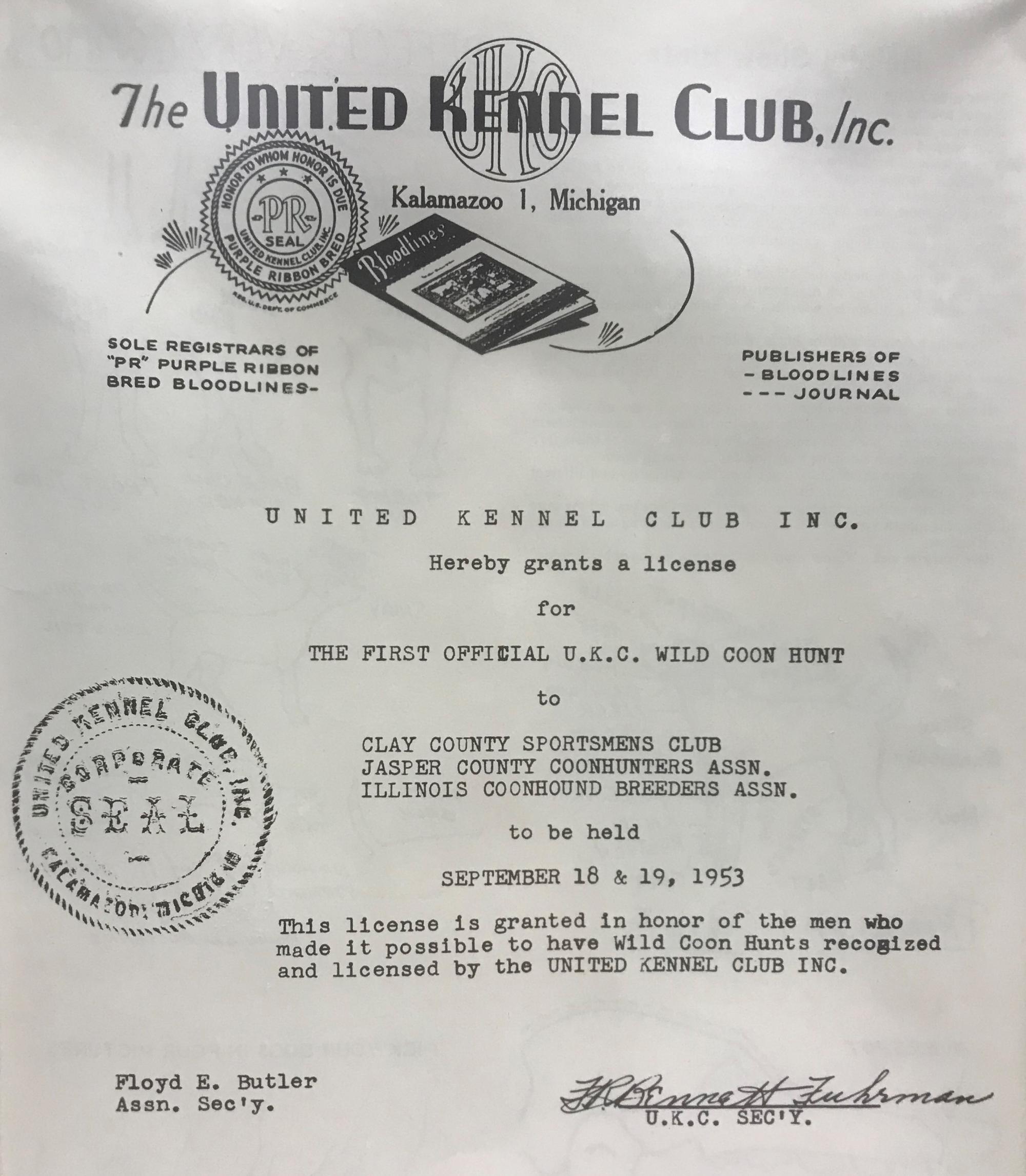 Historical event license 1954